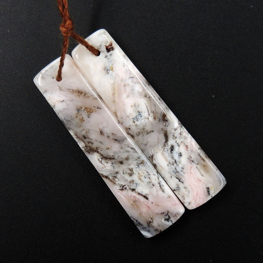 Pink Opal Earring Pair Rectangle Cabochon Cab Pair Drilled Matched Earrings Natural Bead Pair E2811