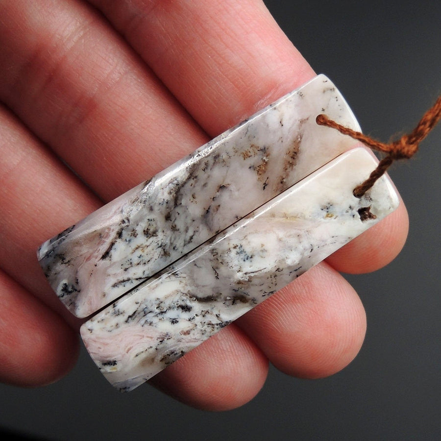 Pink Opal Earring Pair Rectangle Cabochon Cab Pair Drilled Matched Earrings Natural Bead Pair E2811