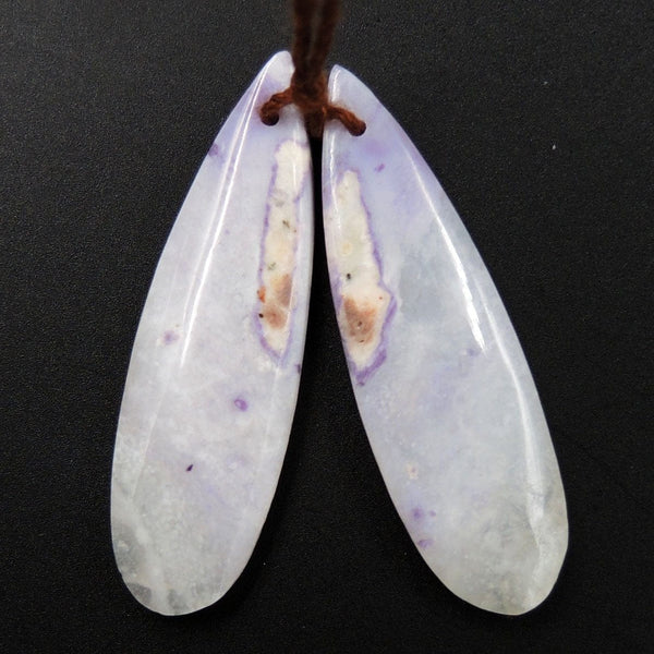 Natural Mexican Purple Opal Earring Pair Drilled Teardrop Cabochon Cab Drilled Matched Earrings Bead Pair Natural Stone E3420