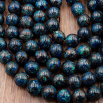 Rare Natural Shattuckite 10mm Beads Round Blue Azurite Chrysocolla Gemstone From Arizona 16" Strand