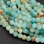Large Hole Beads A Grade Natural Blue Amazonite 8mm 10mm Matte Round Beads Big 2.5mm Hole 16" Strand