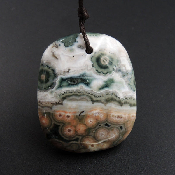 Ocean Jasper Pendant Natural Ocean Jasper Pendant Orange White Grey Green Side Drilled Pendant P1542