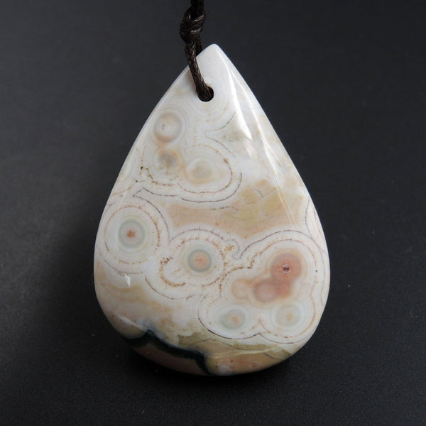 Ocean Jasper Pendant Natural Ocean Jasper Pendant Orange White Grey Green Side Drilled Pendant P1538