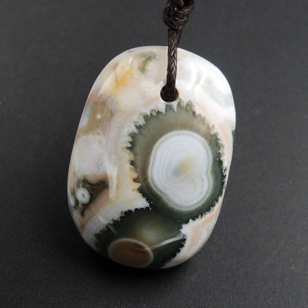 Ocean Jasper Pendant Natural Ocean Jasper Pendant Orange White Grey Green Side Drilled Pendant P1537