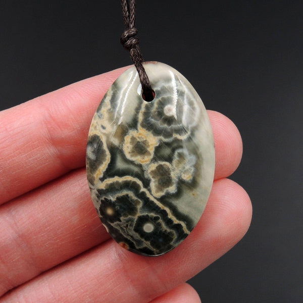 Ocean Jasper Pendant Natural Ocean Jasper Pendant Orange White Grey Green Side Drilled Pendant P1535