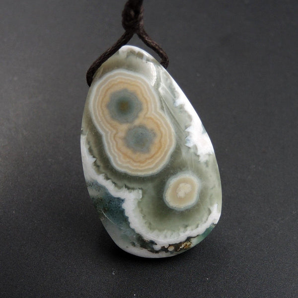 Ocean Jasper Pendant Natural Ocean Jasper Pendant Orange White Grey Green Side Drilled Pendant P1531