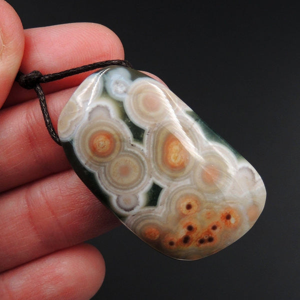 Ocean Jasper Pendant Natural Ocean Jasper Pendant Orange White Grey Green Side Drilled Pendant P1529