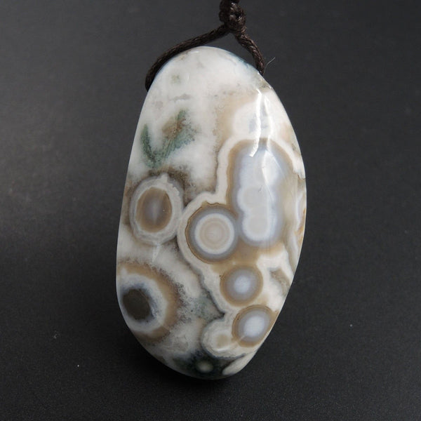 Ocean Jasper Pendant Natural Ocean Jasper Pendant Orange White Grey Green Side Drilled Pendant P1525