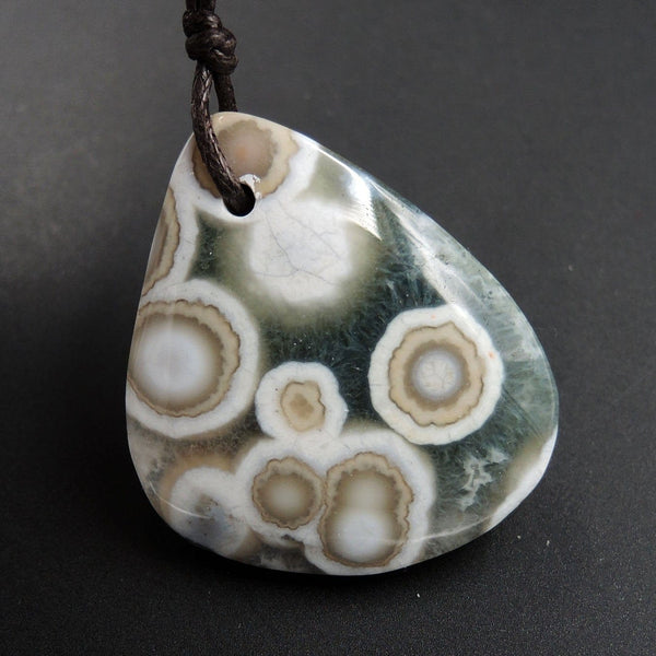 Ocean Jasper Pendant Natural Ocean Jasper Pendant Orange White Grey Green Side Drilled Pendant P1536