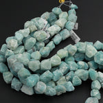 Large Chunky Natural Amazonite Nuggets Rough Raw Matte Amazonite Beads Organic Free Form Hand Hammered Sea Green Blue Gemstone 16" Strand