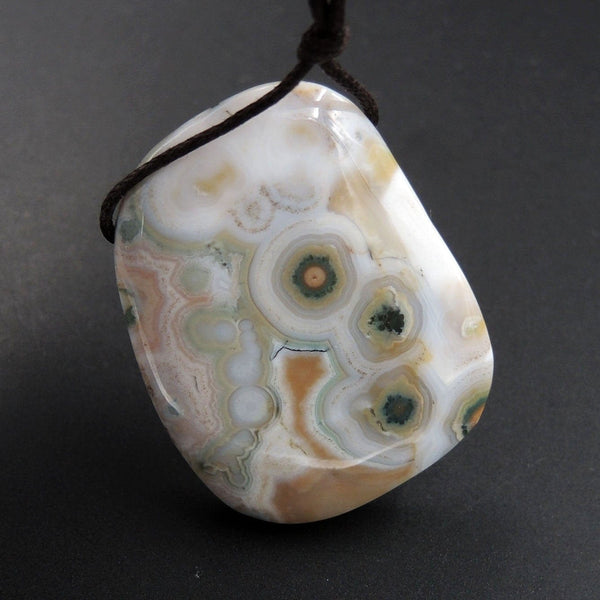 Ocean Jasper Pendant Natural Ocean Jasper Pendant Orange White Grey Green Side Drilled Pendant P1533