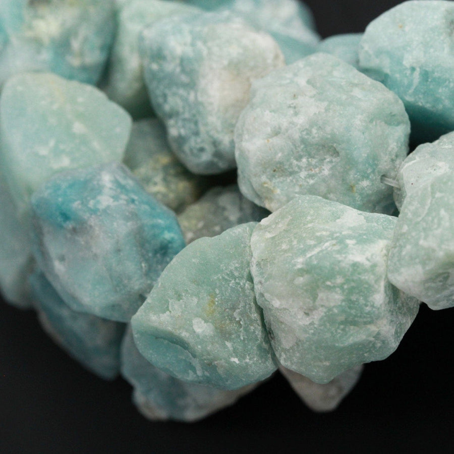 Large Chunky Natural Amazonite Nuggets Rough Raw Matte Amazonite Beads Organic Free Form Hand Hammered Sea Green Blue Gemstone 16" Strand