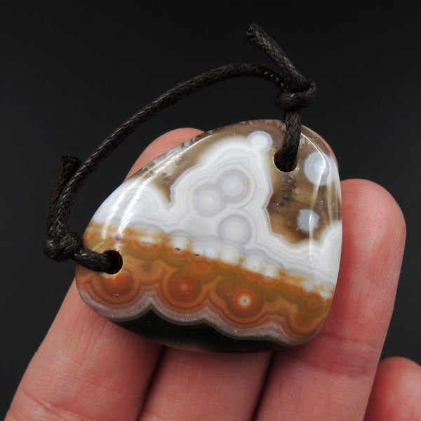 Ocean Jasper Pendant Natural Ocean Jasper Pendant Yellow Orange White Grey Green Drilled Two Hole Pendant P1506