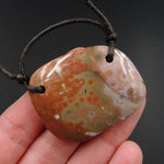Ocean Jasper Pendant Natural Ocean Jasper Pendant Yellow Orange White Grey Green Drilled Two Hole Pendant P1522