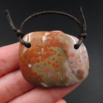 Ocean Jasper Pendant Natural Ocean Jasper Pendant Yellow Orange White Grey Green Drilled Two Hole Pendant P1522
