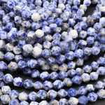 Star Cut Natural Sodalite Faceted 6mm 8mm 10mm Rounded Nugget Sharp Facets 15" Strand