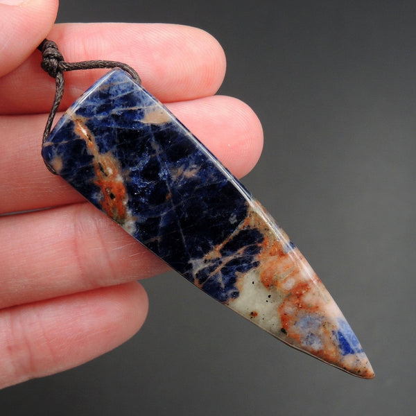 Orange Sodalite Pendant Drilled Dagger Natural Stone Statement Pendant P1493