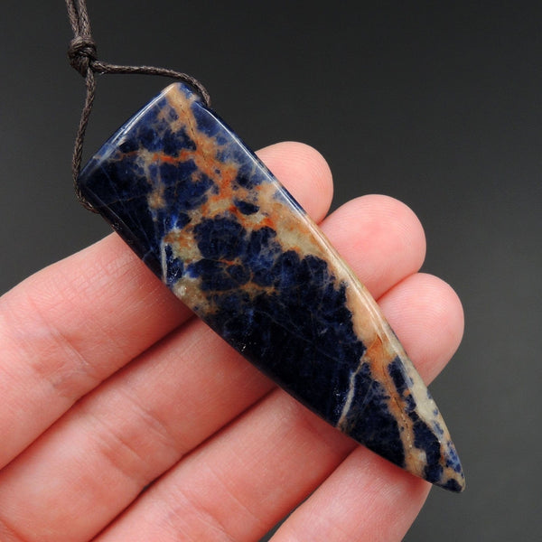 Orange Sodalite Pendant Drilled Dagger Natural Stone Statement Pendant P1494