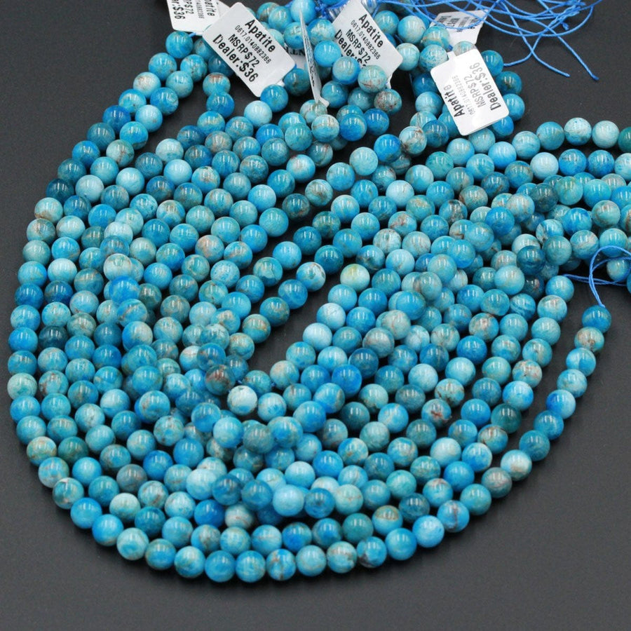 Natural Blue Apatite 6mm Round Beads 8mm Round Beads 10mm Round Beads 16" Strand