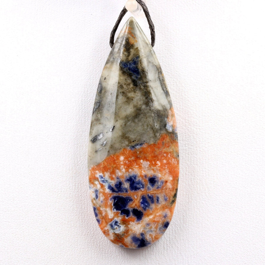 Orange Sodalite Pendant Natural Stone Teardrop Pendant Side Drilled Multicolor Blue Orange Sodalite Gemstone Bead