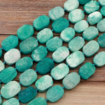 AAA Russian Amazonite Oval Rounded Rectangle Beads Oraganic Matte Finish Bright Vibrant Natural Aqua Blue Green Amazonite 16" Strand