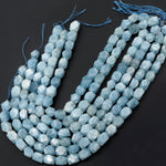 Natural Aquamarine Faceted Rectangle Nugget Beads Large Chunky Real Genuine Blue Aquamarine Gemstone 16" Strand