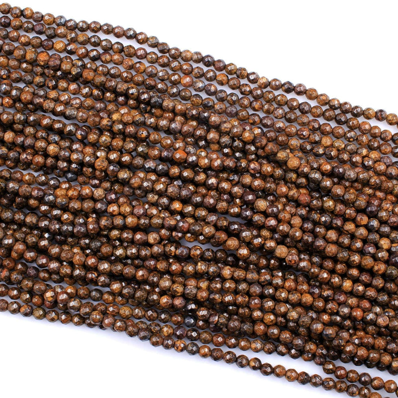 Natural Bronzite Beads Faceted 4mm Round High Quality A Grade 16" Strand