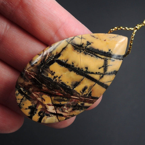 Natural Utah Black Feather Jasper Pendant Side Drilled Triangle Pendant Focal Bead Natural American Jasper Pendant P1484