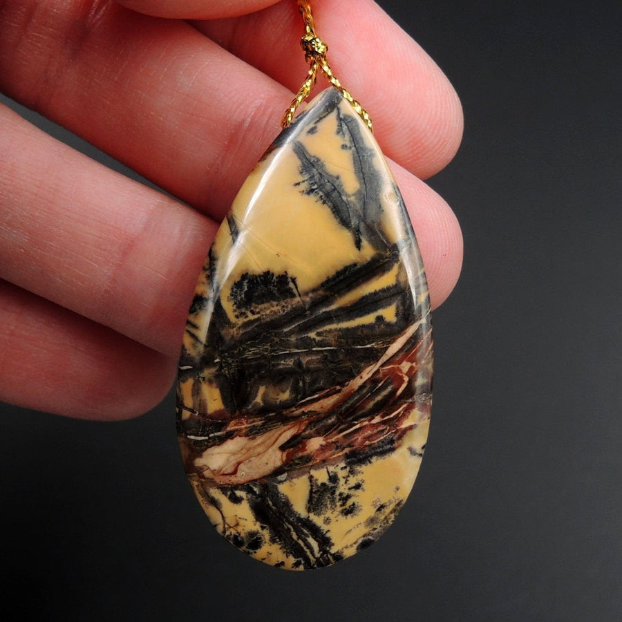 Natural Utah Black Feather Jasper Pendant Side Drilled Triangle Pendant Focal Bead Natural American Jasper Pendant P1482