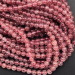 AAA Natural Strawberry Quartz 6mm 8mm 10mm Round Beads Real Genuine Natural Pink Red Quartz Extremely Translucent Gemstone Beads 16" Strand
