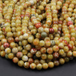 Rare Natural Russian Blood Serpentine Jade 6mm 8mm 10mm 12mm Round Beads Red Mustard Green Jade From Russia 16" Strand