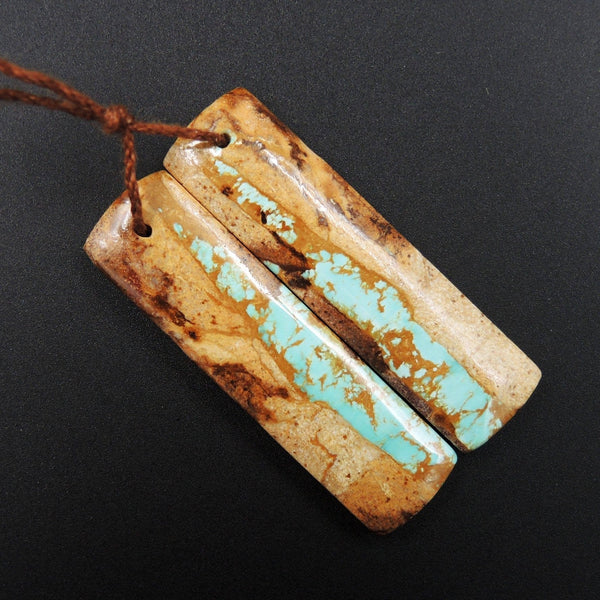 Natural Turquoise From Royston Nevada Cabochon Cab Pair Drilled Matched Earrings Bead Pair E1864
