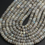 Natural Labradorite Rondelle Beads 8mm 9mm Large Thick Rondelle Wheel Beads 16" Strand