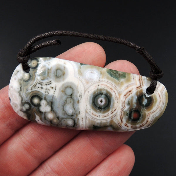Ocean Jasper Pendant Natural Ocean Jasper Pendant Orange White Grey Green Drilled Two Hole Pendant P2045