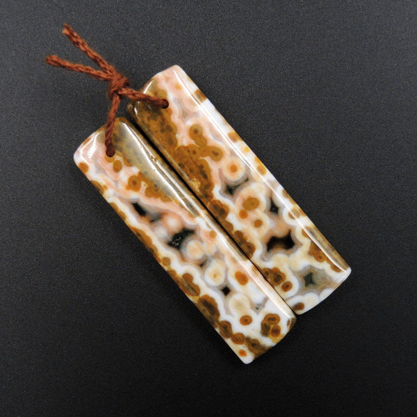 Natural Ocean Jasper Earring Pair Rectangle Cabochon Cab Pair Drilled Matched Earrings Bead Pair Natural Stone E1853