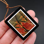 Intarsia Pendant Natural Red Creek Jasper W Black Onyx Inlay Side Drilled Rectangle Pendant Multi Color Picasso Jasper Picture Frame P1460