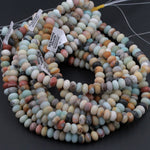 Matte Amazonite 10mm x 6mm Rondelle A Grade Matte Natural Multi Color Multicolor Amazonite Blue Green Red Yellow Black Brown Bead 16" Strand