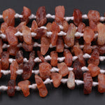 Hessonite Garnet Nugget Matte Finish Large Raw Rough Organic Orange Brown Garnet Freeform Hand Cut Tumbled Irregular Chip Nuggets 18" Strand