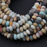 Matte Amazonite 10mm x 6mm Rondelle A Grade Matte Natural Multi Color Multicolor Amazonite Blue Green Red Yellow Black Brown Bead 16" Strand