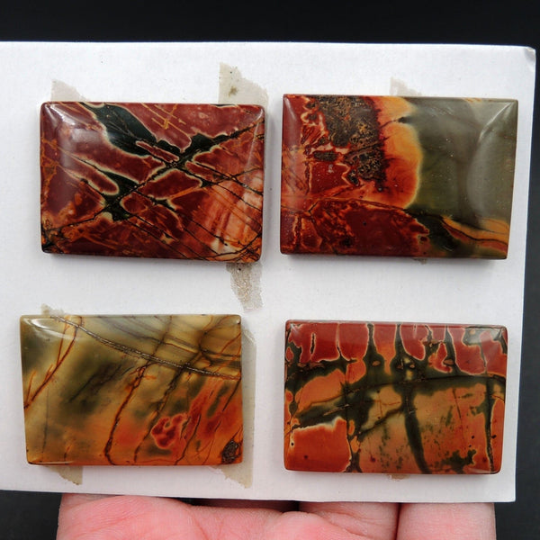 Undrilled Natural Red Creek Jasper Pendant Cabochon Set Rectangle Cab Pendant Bead Picasso Jasper Cherry Creek Jasper Pendant Set C337