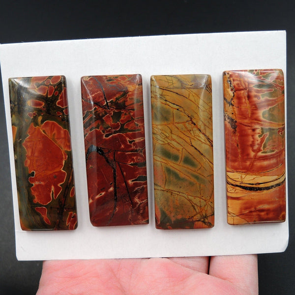 Undrilled Natural Red Creek Jasper Pendant Cabochon Set Rectangle Cab Pendant Bead Picasso Jasper Cherry Creek Jasper Pendant Set C347