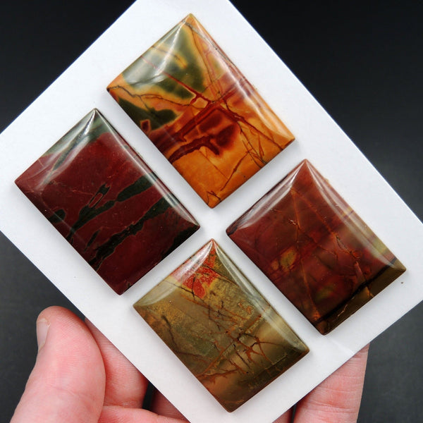 Undrilled Natural Red Creek Jasper Pendant Cabochon Set Rectangle Cab Pendant Bead Picasso Jasper Cherry Creek Jasper Pendant Set C333