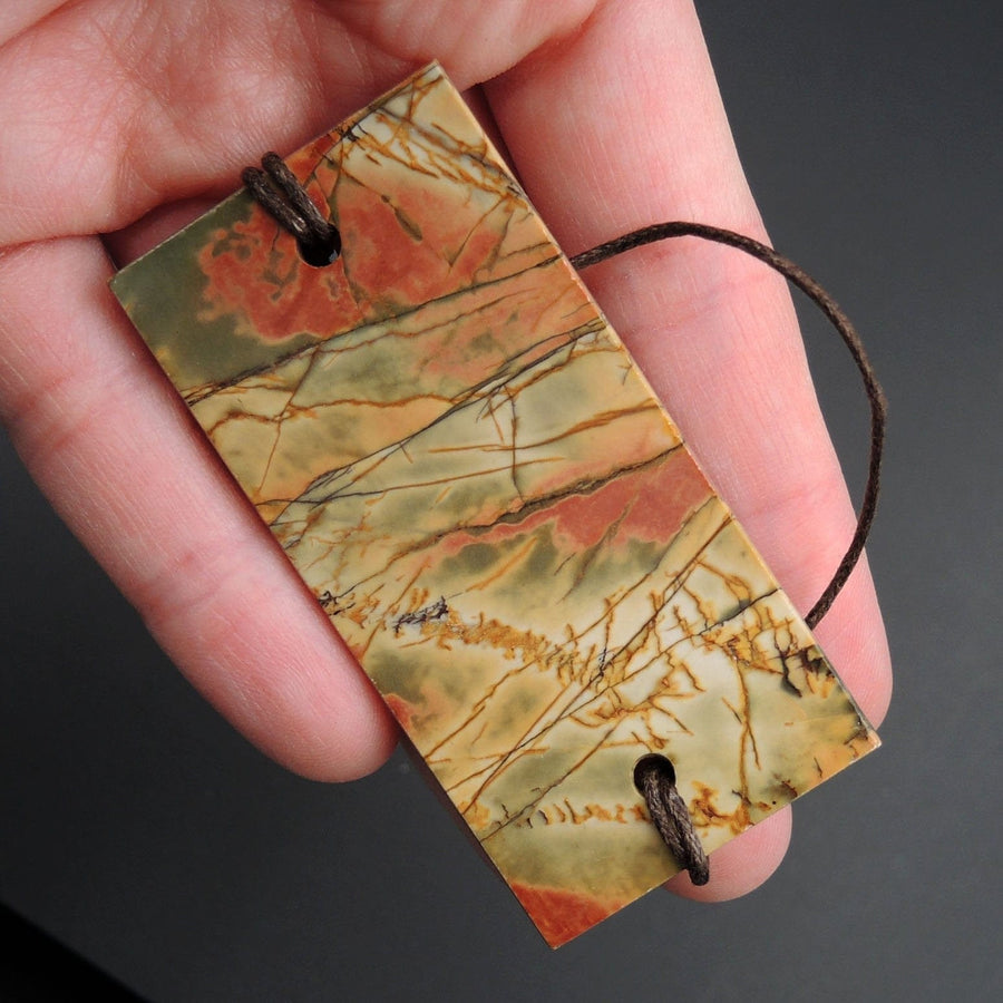 Red Creek Jasper Pendant Cherry Creek Jasper Pendant Multicolor Picasso Jasper Natural Stone Pendant Two Hole Drilled Pendant P1416