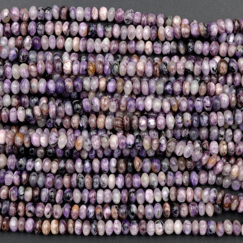 Natural Charorite Rondelle Beads High Quality Purple Russian Charoite 6mm Rondelle beads Natural Purple Gemstone 16" Strand