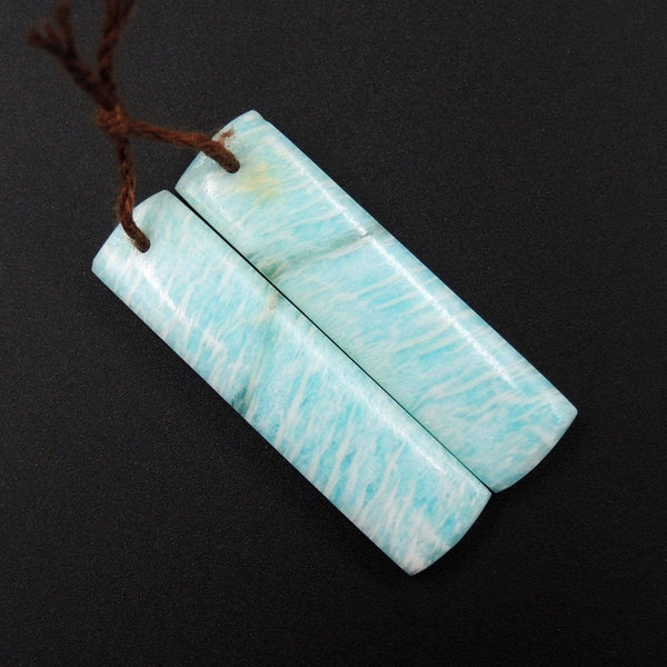 Natural Madagascar Amazonite Earring Pair Rectangle Cabochon Cab Pair Drilled Matched Earrings Bead Pair E1828