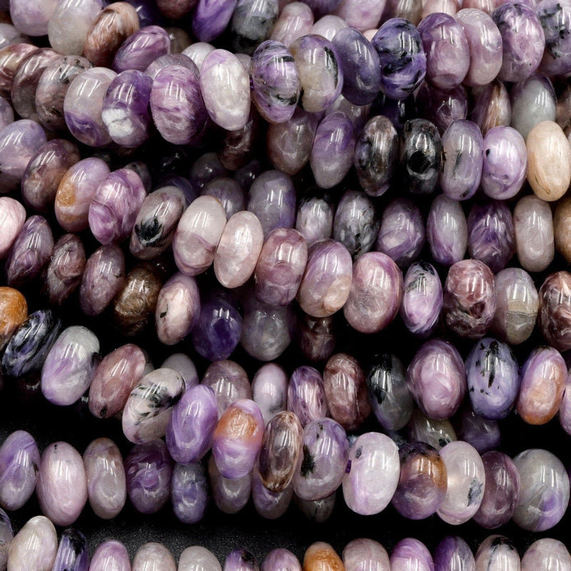 Natural Charorite Rondelle Beads High Quality Purple Russian Charoite 6mm Rondelle beads Natural Purple Gemstone 16" Strand