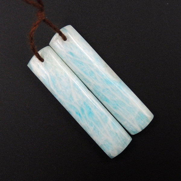 Natural Madagascar Amazonite Earring Pair Rectangle Cabochon Cab Pair Drilled Matched Earrings Bead Pair E1826