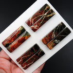 Undrilled Natural Red Creek Jasper Stone Cabochon Rectangle Matched Earring Pair Cab Picasso Jasper Cherry Creek Jasper Cabochon Set C326