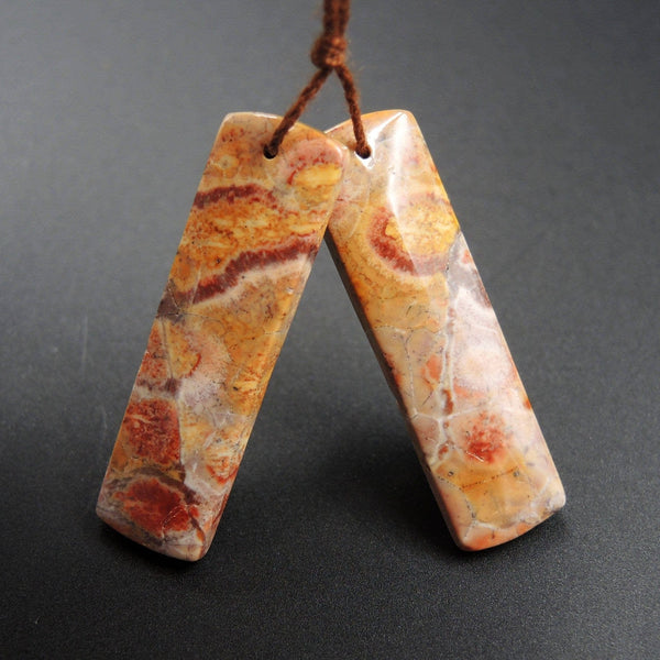 Natural Bird's Eye Rhyolite Earring Pair Rectangle Cabochon Cab Pair Drilled Matched Earrings Bead Pair Natural Stone E1788