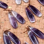 Drilled Amethyst Earring Beads Pair Teardrop Cabochon Cab Pair Matched Earrings Pair Natural Purple Amethyst Gemstone 10mm x 40mm